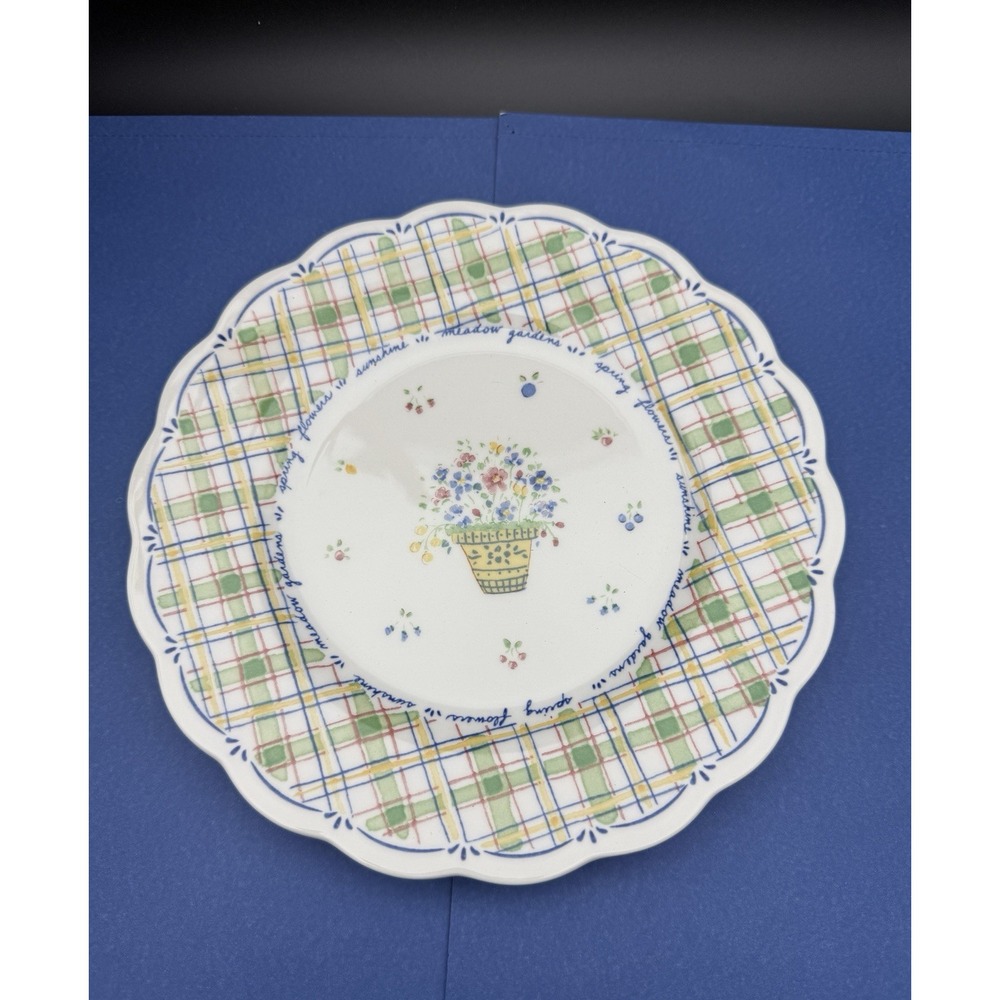 Nikko Dena's Garden Set of Four Salad Plates 8" green yellow blue Red 1998 New - Picture 14 of 17